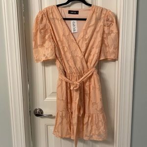 Peach dress with tie